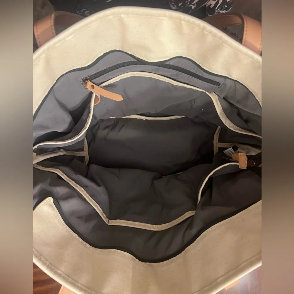 Petunia Pickle Bottom Diaper Canvas Bag, Large, Cream and Black